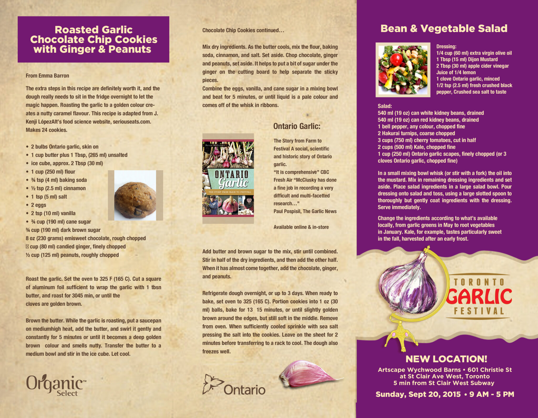 Garlic Recipes Brochure Back 2015