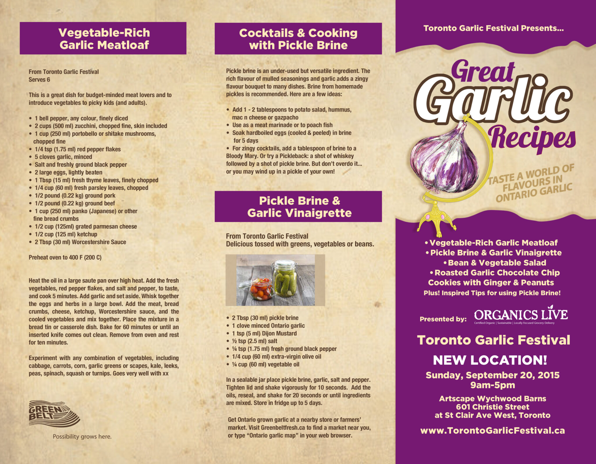 Garlic Recipes Brochure Front 2015