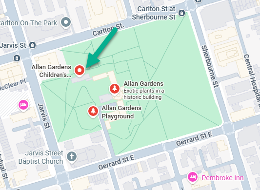 Allan Gardens — the Teaching Garden is reached through the Children’s Conservatory